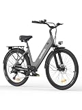 HillMiles Elektrofahrrad Für Erwachsene 26 Zoll, 7 Gänge Elektrobike Mit Abnehmbarem 36V 13Ah Akku, 25km/h & Reichweite 80-100km E-Bike Für Stadtpendler, IP65 Wasserdicht (Grau)