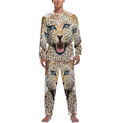 Pyjama homme léopard aquarelle anti-irritation avec pantalon et haut à manche longue