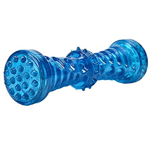 CZ-XING Juguete de limpieza de dientes de goma duradero para perros, resistente a las mordeduras, flotantey adecuado para uso en la piscina,juguete masticar cachorros (L: 5 x 18 cm, azul grande) Cover