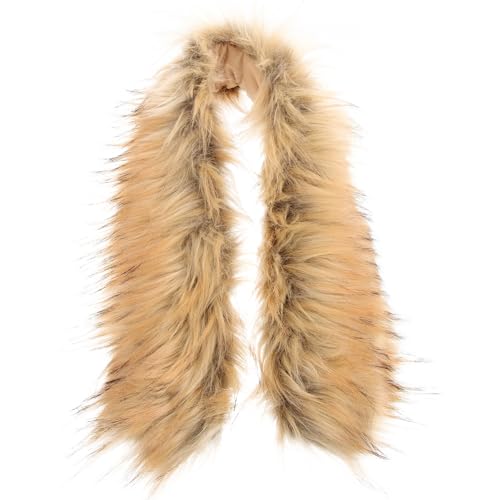 GALPADA Faux Fur Trim For Hood Replacement Women Faux Fur Collar Scarf Wrap Cold Winter Warmer Winter Costume Accessories Brown