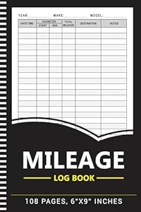 Mileage Log Book: Auto Mileage Journal, Odometer Tracking Logbook, Truck and Car Miles Expenses Tracker For Small Business or Personal Taxes - 105 Pages, 6"x9" inche