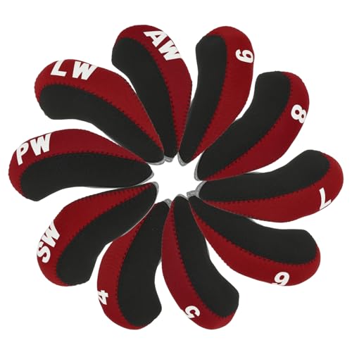 Fundas para hierros de golf PATIKIL de neopreno con agujero juego de 10 piezas color borgoña