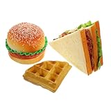 FRCOLOR Realistisches Morgenessen dekorset mit Täuschend Echten Burger Sandwich Waffelmodellen Detailgetreu Gestaltet für Kreatives Rollenspiel und Kinderküchen Dekoration