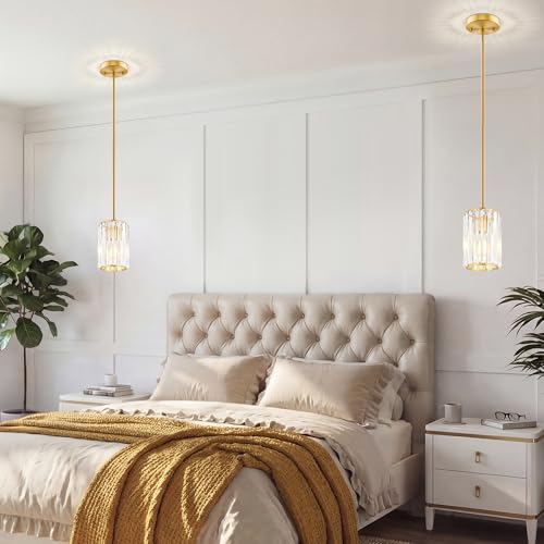 Esfos Gold Pendant Light, Modern Crystal Pendant Lights Kitchen Island, Kitchen Island Lighting with Adjustable Height, UL Certified Island Lights for Kitchen Dining Room Bedroom Hallway 1 Pack, E26 - image 9