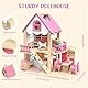 Atoylink Tragbares Puppenhaus aus Holz für Mädchen, Rosa Dollhouse mit Schlafzimmer, Badezimmer, Küche, Swimmingpool, Puppenhaus Möbel Zubehör Puppen Spielzeug Geschenk für Kinder 3 4 5 6 Jahren
