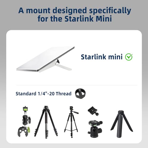 Image of 3-in-1 Mount for Starlink Mini, Replacement Kickstand with 1 /4 inch Tripod Thread Adapter Supports 110 Flat-Surface Angle,Pipe,Tripod and Clamps Mount,for RV, Van & Outdoor Camping