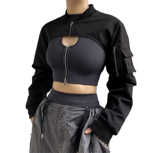 Sup-Coente Goth Fashion Crop Top Jacket for Women Teen Girls Juniors or Teenagers