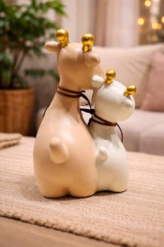 Image of ARMONIA Premium Cute Giraffe Couple Showpiece for Home Decor | Love Theme Gift Figurine | Matte Finish Lightweight Polystone Statue for Anniversary, Wedding & Valentine