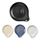 Leisuremix Löffelablage Keramik, Kochlöffelablage verschiedene Farben Spoon Rest 13 x 15.8cm Schwarz