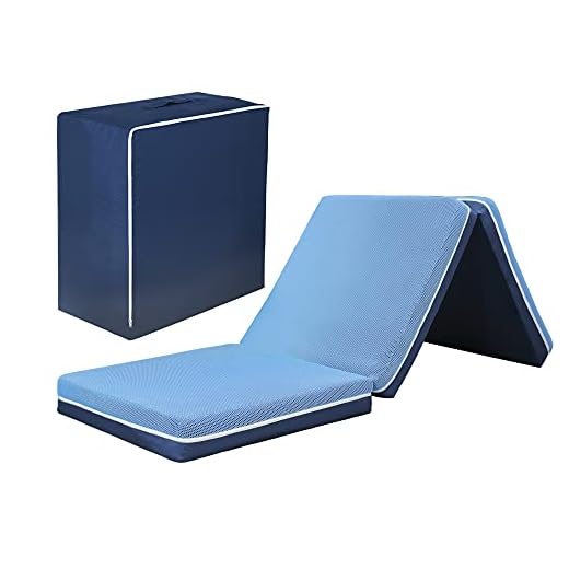 Smile Back 4 Inch Trifold Mattress with Carry Case, Tri-Folding Memory Foam Mattress Topper, Folding Mattress, Camping Mattress, Portable Guest Bed, Foldable Bed for Stayover [75"x 25"]