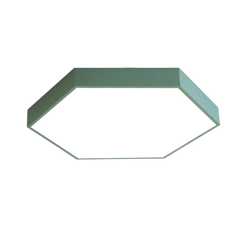 VinDeng Hexagon Ultra-Thin LED Ceiling Light Flush Mount, 18W 12 inch Colorful Metal Ceiling lamp Modern with Acrylic for Hallway Balcony Foyer-Green Cold White