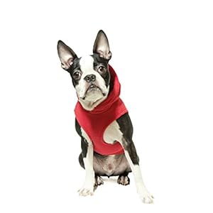 Gooby Fleece Vest Hoodie Dog Sweater – Red, X-Large – Warm Pullover Dog Hoodie with O-Ring Leash – Winter Hooded Small Dog Sweater – Dog Clothes for Small Dogs Boy or Girl, and Medium Dogs