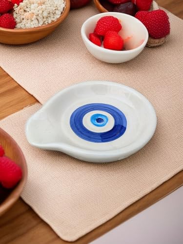Image of Malaikah Ceramic Spoon Rest Smal Evil Eye Pack of 4 for Home, Kitchen, Dining, Kitchen Decor & Gifting