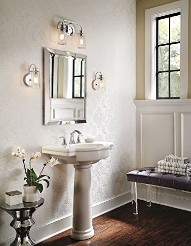 Image of Kichler Braelyn 9.5 inch Wall Sconce in Chrome, 1-Light Industrial Wall Mount with Clear Seeded Glass, (9.5 inch H x 5 inch W), 45457CH
