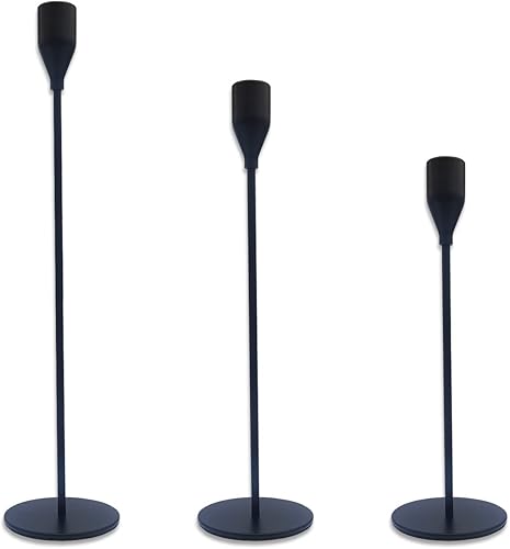Juego de 3 portavelas para decoración de mesa, velas cónicas, portavelas de metal para el hogar, comedor, cocina, fiesta, boda, reunión familiar