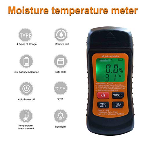 DECDEAL Medidor de umidade de madeira Detector digital de umidade Testador de umidade Testador de um