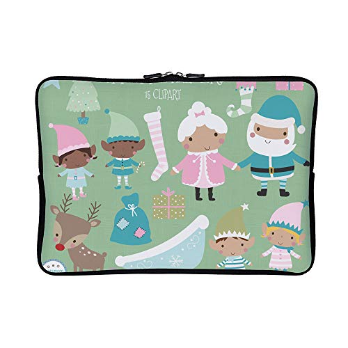 DKISEE Abstract Santas Helpers, Elves, Santa 02 Neoprene Laptop Sleeve Case Waterproof Sleeve