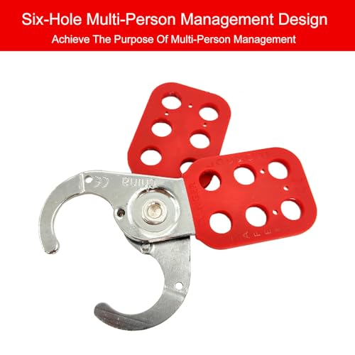 Image of Lock Out Tag Out Hasp,10Pack Tamper-Proof Stainless Steel Padlock Hasp with Extended Jaw,Red 1 inch Jaw Diameter Stainless Steel Lockout Hasp,Nylon Handle,Tamper-Proof and Impact-Resistant