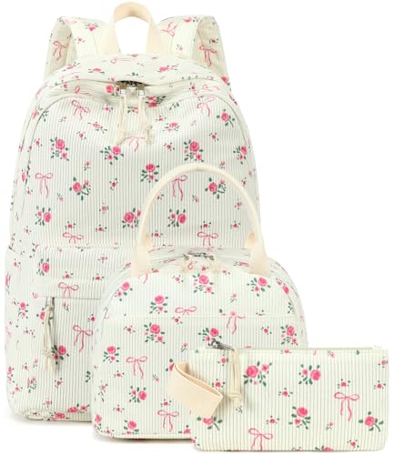 LEDAOU Mochila para meninas, mochila escolar, mochila infantil para adolescentes, conjunto de mochila com lancheira e estojo de lápis