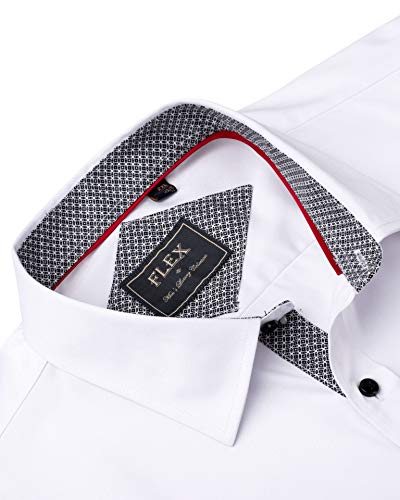J.ver Men's Casual Long Sleeve Stretch Dress Shirt Wrinkle-Free Regular Fit Button Down Shirts White Large #TOP4