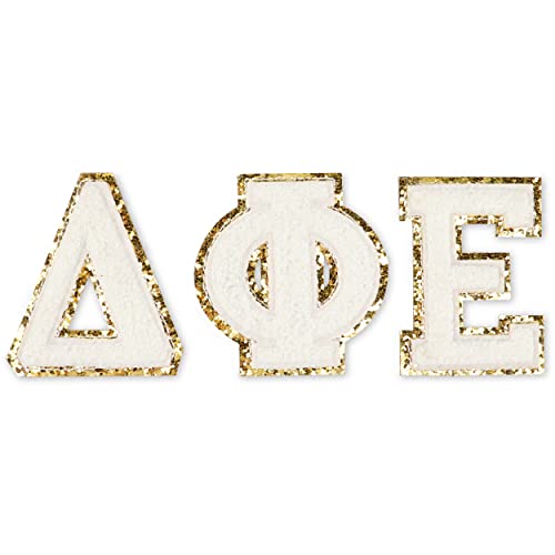 Sorority Shop Delta Phi Epsilon Chenille Letter Stickers - Adhesive Back, Set of 3 Greek Letters