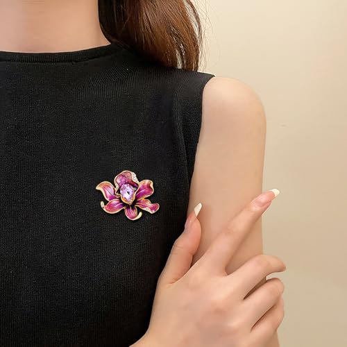 Image of Rhinestone Flower Brooch 18K Gold Plated Flower Floral Brooch Elegant Pearl Lapel Pin Costume Jewelry Thanksgiving Day Birthday Wedding Gifts for Mom Wife