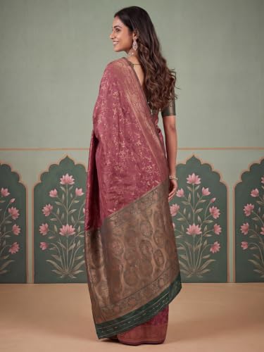 Image of AKHILAM Women's Multicolor Litchi Silk Ethnic Motif Print Saree With Unstitched Blouse Piece|sarees for women | litchi silk sarees