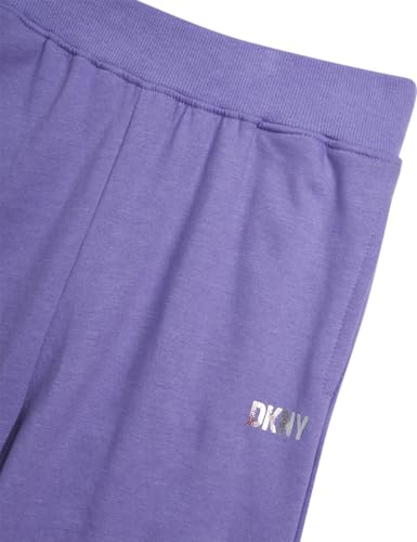 Image of DKNY Girls Sweatpants Set - 2 Piece Active Fleece Girls Sweatshirt and Jogger Youth Kids Sweatpants Matching Set (4-16)