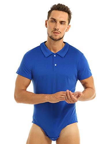 ACSUSS Men's Short Sleeve Undershirt Press Button Crotch Tank Bodysuit High Cut Leotard Tops2