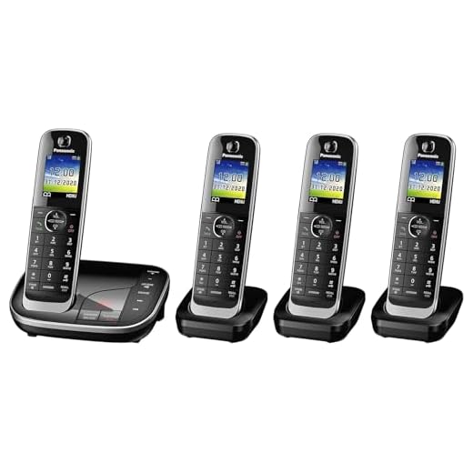 Panasonic KX-TGJ324EB Landline Phone Cordless, House phones, Nuisance Call Blocker, Answer machine, Colour Display, Quad Handset - Black
