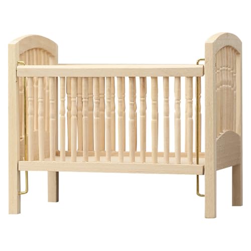 Qsvbeeqj Meubles miniatures en bois bébé berceau lit pour maisons de poupée décoration réaliste échelle 1/12 Présentoir de jardin d'enfants Meubles Maisons de poupée Meubles Autorités artisanales