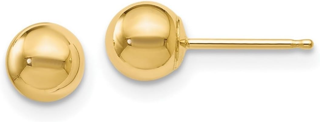 14k Solid Yellow Gold Polished Ball Post Earrings Ball Earring for Women in