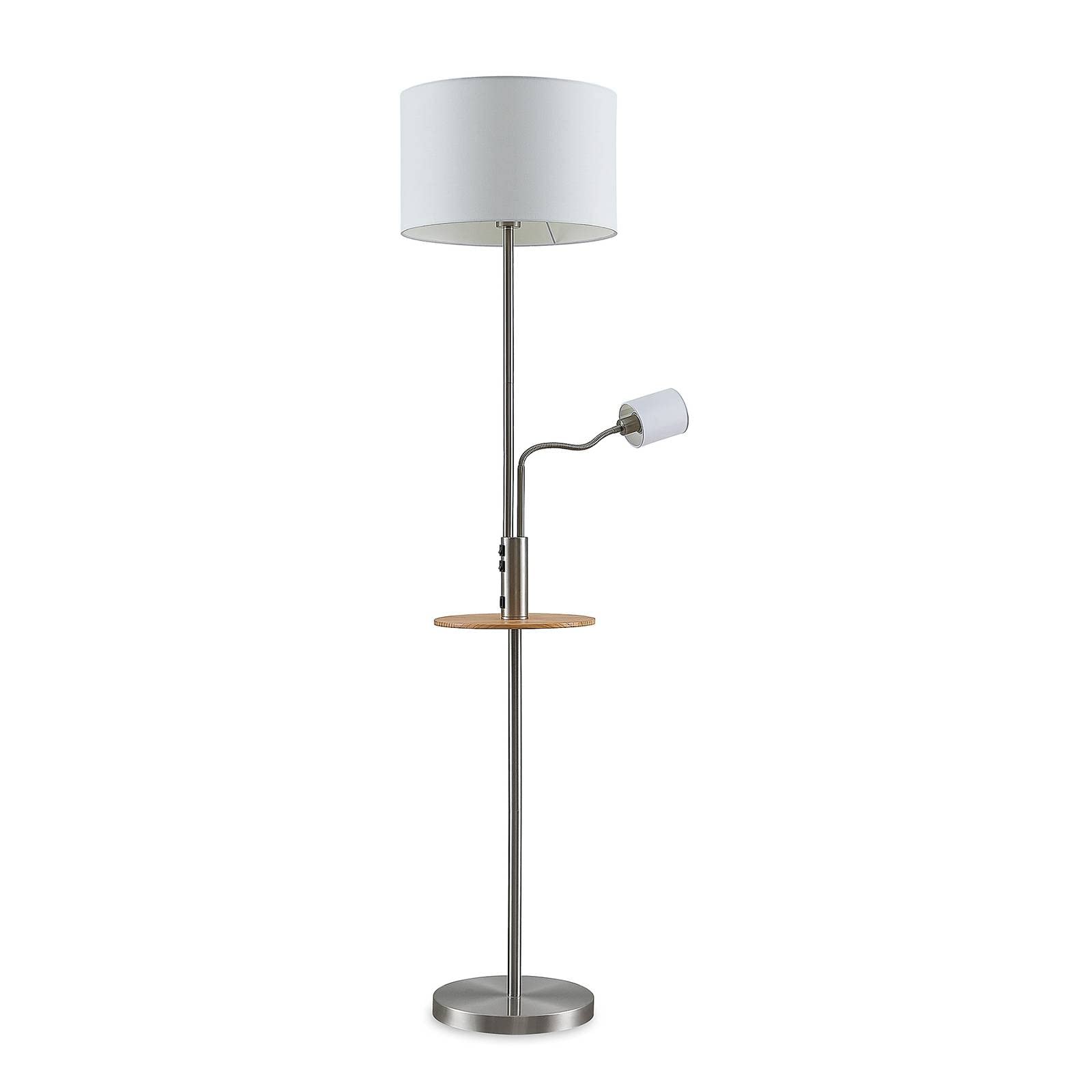 Lindby Stehlampe Aovanmit USB Anschluss (Modern) in Alu aus Metall (1 flammig, E27) - Textil Stehleuchte Floor Lamp Standleuchte Wohnzimmerlampe Wohnzimmerleuchte