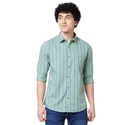 Image of Spykar Men's Regular Fit N /A Full Sleeve Striped Casual Shirts