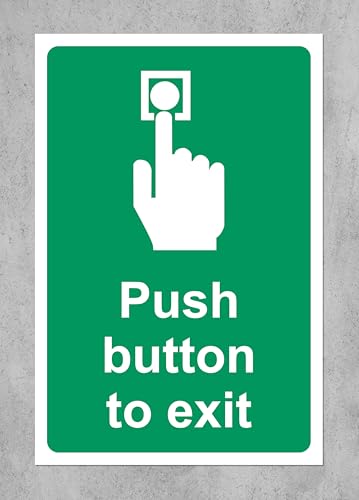 Image of Push button to exit Safety sign - 1mm Plastic sign (150mm x 100mm)