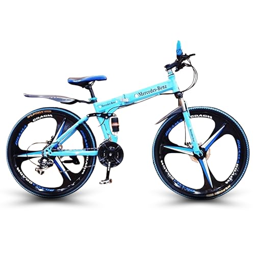 Image of Merceds Benz 26 Inch Gear Cycle for Boys and Adults with 21 Speed Gears Dual Suspension Folding Frame Daily Commute Fitness School and College Use City Ride Foldable Bicycle (Sky Blue)