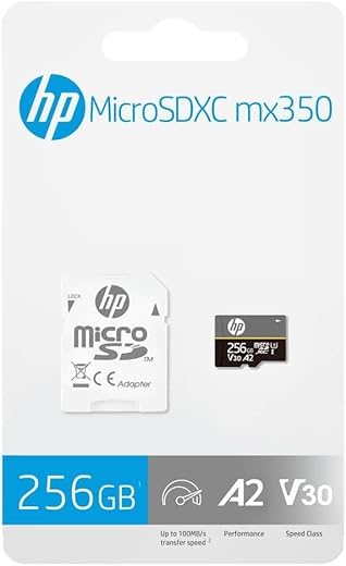 HP Micro SD Card 256GB with Adapter U3 V30 A2 (Gray)