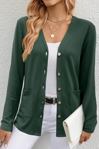 Image of ULTRANICE Women's Cardigan Sweaters Lightweight Long Sleeve Open Front Knitted Button Down Cardigans Tops with Pockets