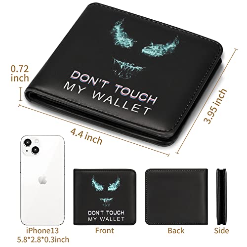 Bistup 001 Cool Wallet- Funny Leather Credit Id Card Cash Holder Man Black Rfid Blocking Zipper Wallets With Coin Pocket Id Window Aesthetic Men Teen Boy Male Youth Guys thumb #3