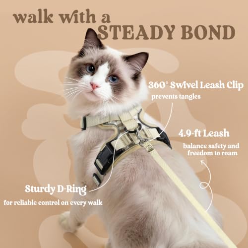 Image of rabbitgoo Cat Harness and Leash Set, Escape Proof Vest, Foamy Coffee