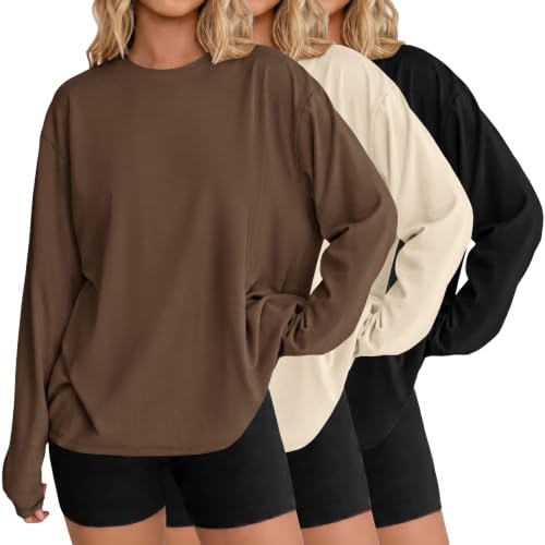 Ekouaer Long Sleeve Shirts for Women Oversized Tops Fall Clothes 3 Pack M - image 1