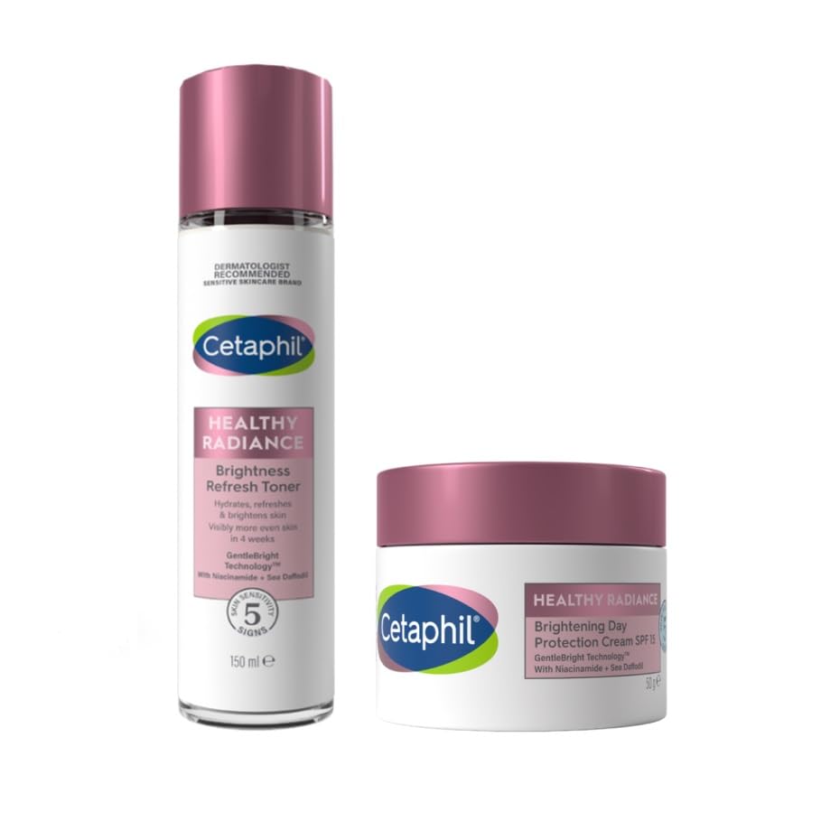 Healthy Radiance Face Cream & Toner with Niacinamide Skincare Set, SPF 15 Day Face Cream 50g + Brightness Refresh Toner for Face 150ml