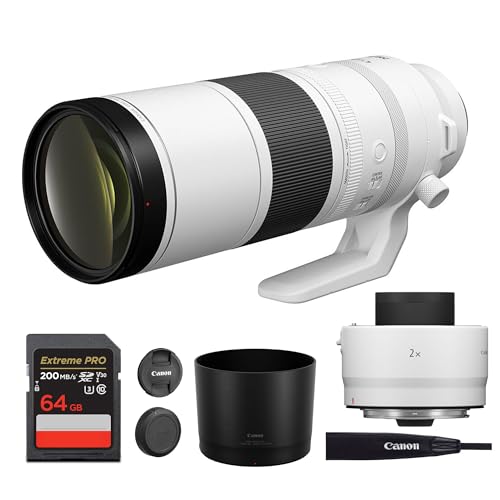 Canon RF 200-800mm f/6.3-9 is USM Lens – Full-Frame Super-Telephoto Zoom with Image Stabilization for Wildlife, Sports & Birding (6263C002) + Canon Extender RF 2X + 64GB Memory Card
