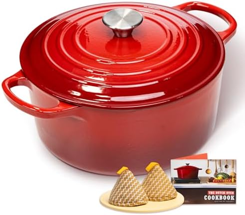 Enameled Cast Iron Dutch Oven,5.5 Quart Pot with Lid,Oven Safe up...