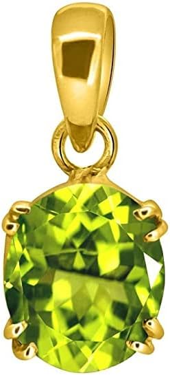 認定 4.25 Ratti デラックス品質 天然ペリドットストーン 金メッキ ペンダント/ロケット 100% 宝石 ラボ認定(トップ