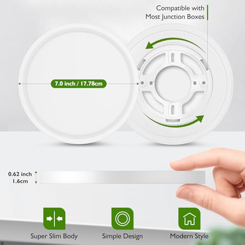 Image of Brightever 7 Inch Flush Mount LED Ceiling Light Fixture, Dimmable, 1200LM
