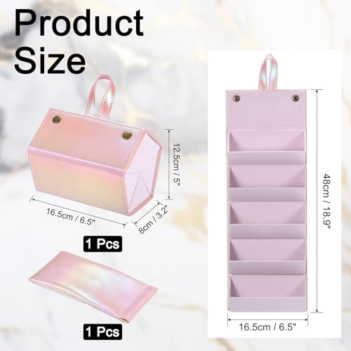 Image of PATIKIL Travel Sunglasses Organizer, 5 Slot Foldable Sunglasses Holder Leather Sunglass Storage Organizer with Pouch
