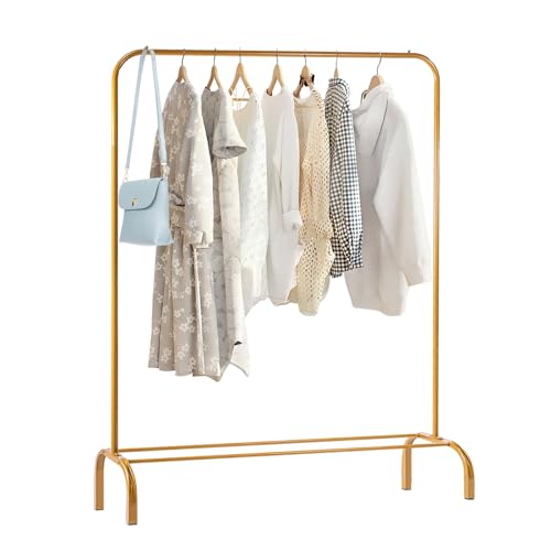 Youyijia Kleiderständer Garderobenständer Trockengestell Metall Kleiderständer mit Unterer Ablage Multifunktional Kleiderstange (Kleiderbügel, Gold)