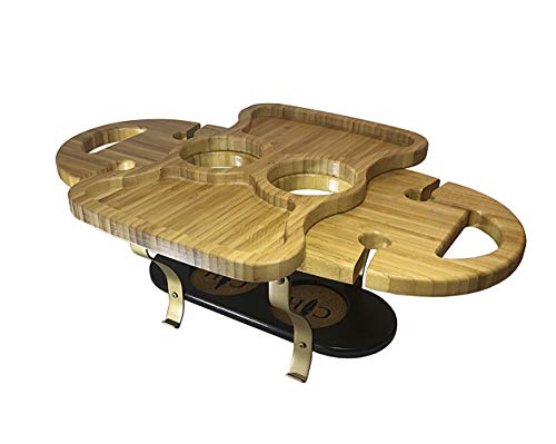 Memorial Day Sale 2016 - 6 Bottle Wine Rack Free Standing - Bar Accessories - 100% Wooden Countertop Wine Holder 19.6” Modern Design for Easy to Carry Table Top Storage, Natural Brown Mango Wood