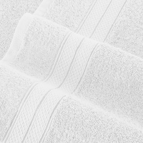 Image of Elegant Comfort Luxury 6-Piece Towel Set, Premium Soft 100% Turkish Cotton, Three Line Popcorn Design 2 Bath Towels, 2 Hand Towels and 2 Washcloths Towel Set - Quick-Drying and Absorbent, White